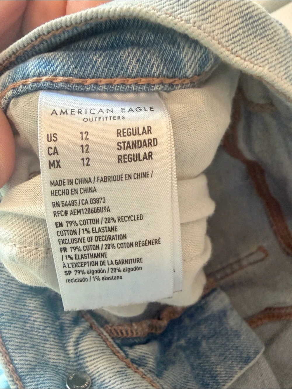 American Eagle Outfitters Light Blue Distressed Stretch Highrise Straight Jeans